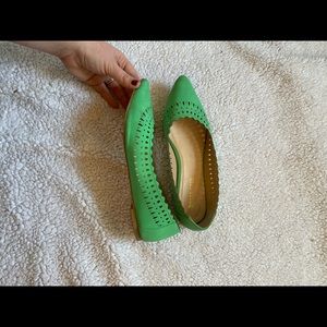 Green Cutout Flats